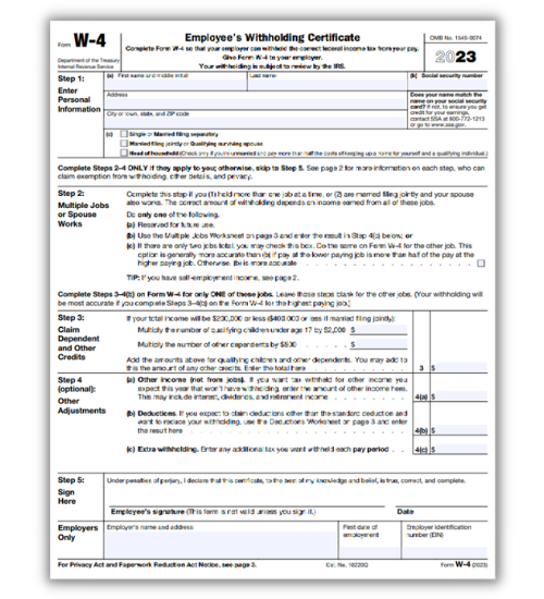 IRS Form W4 Printable 📝 Get Federal W4 Tax Form for 2023 Print Blank